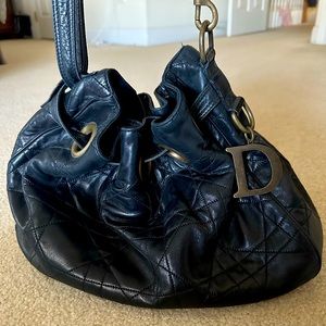 CHRISTIAN DIOR ~ Black Cannage Drawstring Bag